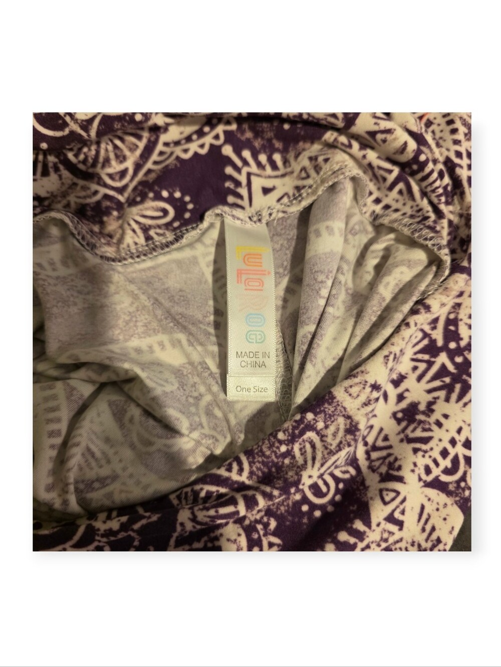 LuLaRoe Purple Mandala Print Leggings OS - Picture 4 of 5